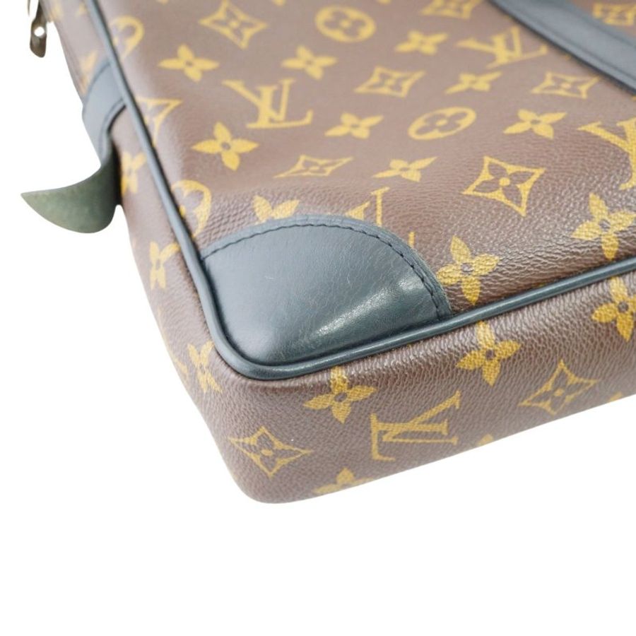 LV 老花拼牛皮公事包 手提包-5
