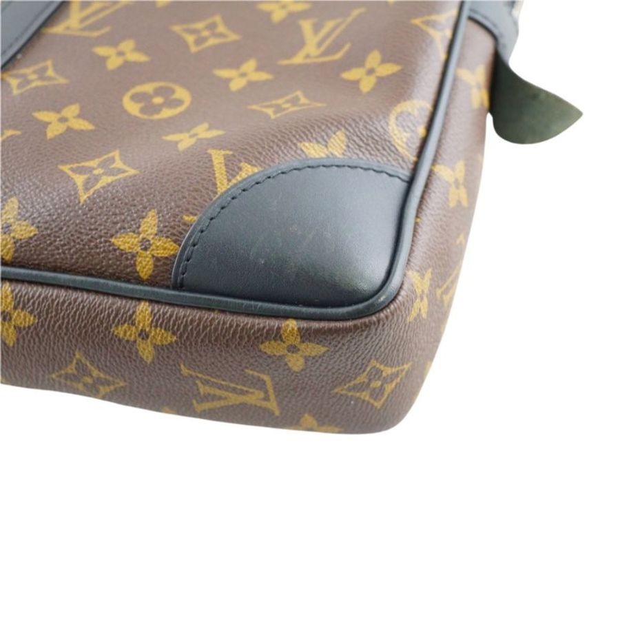 LV 老花拼牛皮公事包 手提包-8