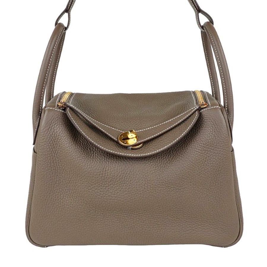 HERMÈS 愛馬仕 Lindy 30 Etoupe 大象灰金釦 Y刻 手提包 肩背包|經典款 保值款 Hermès Lindy 30 Etoupe Clemence GHW Y Stamp-0