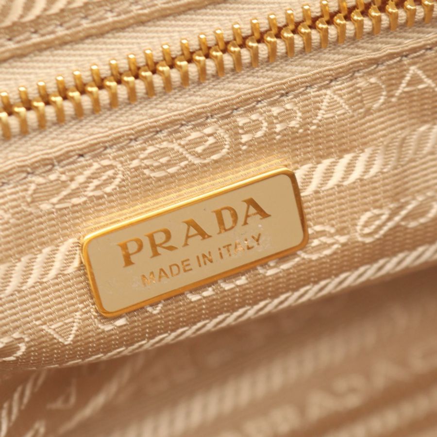 PRADA Re-Nylon 中型手提單肩包 1BB127 尼龍皮革 米色 二手-3