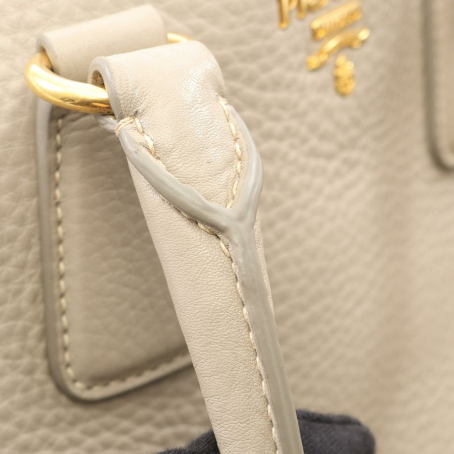 PRADA VIT.DAINO 肩背斜背包,米色皮革,二手女款-9