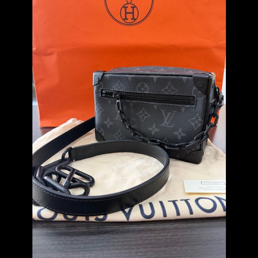 LV/路易威登黑花Mini Soft Trunk盒子包,經典老花滿印鏈條肩帶、單肩斜挎包,難得一遇的熱門款式-0