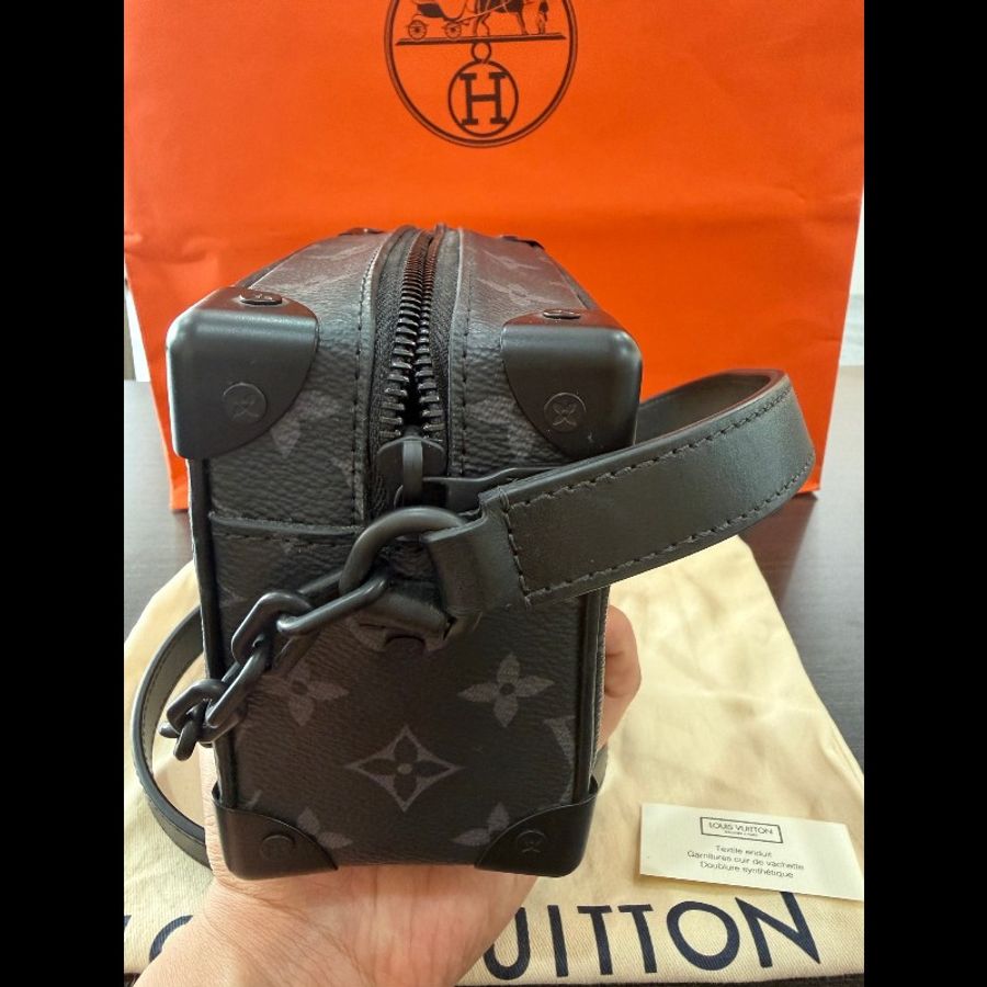LV/路易威登黑花Mini Soft Trunk盒子包,經典老花滿印鏈條肩帶、單肩斜挎包,難得一遇的熱門款式-3