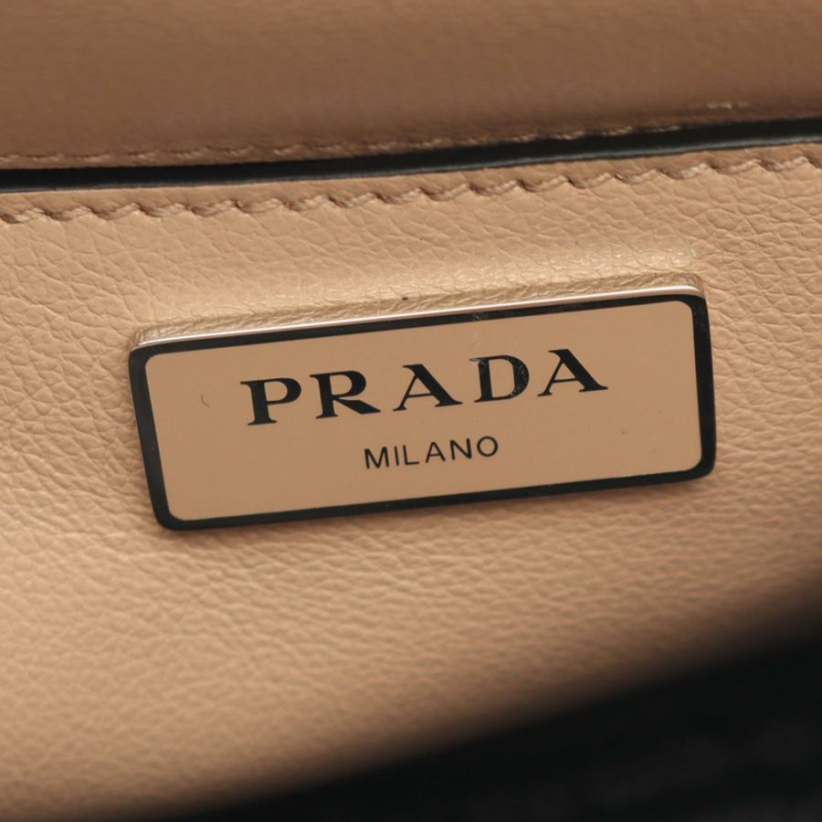 PRADA GLACE'CALF 三角形 logo 肩背斜背包 1BD296 皮革 米色 二手-3