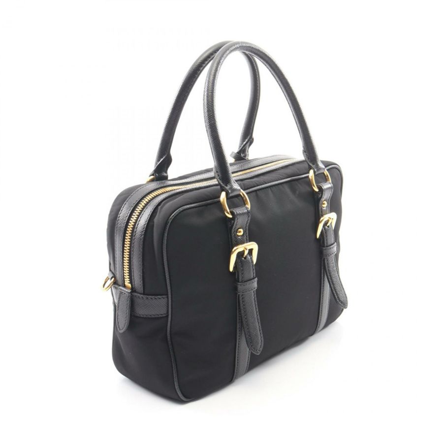 PRADA TESSUTO+SAFFIANO 肩挎斜背包 尼龍 Saffiano 皮革 BK 二手-1