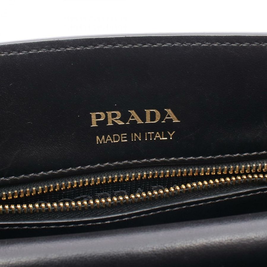 PRADA Bibliotheque 肩挎斜背包 1BC034 皮革 黑色 紅色 二手 女士-3