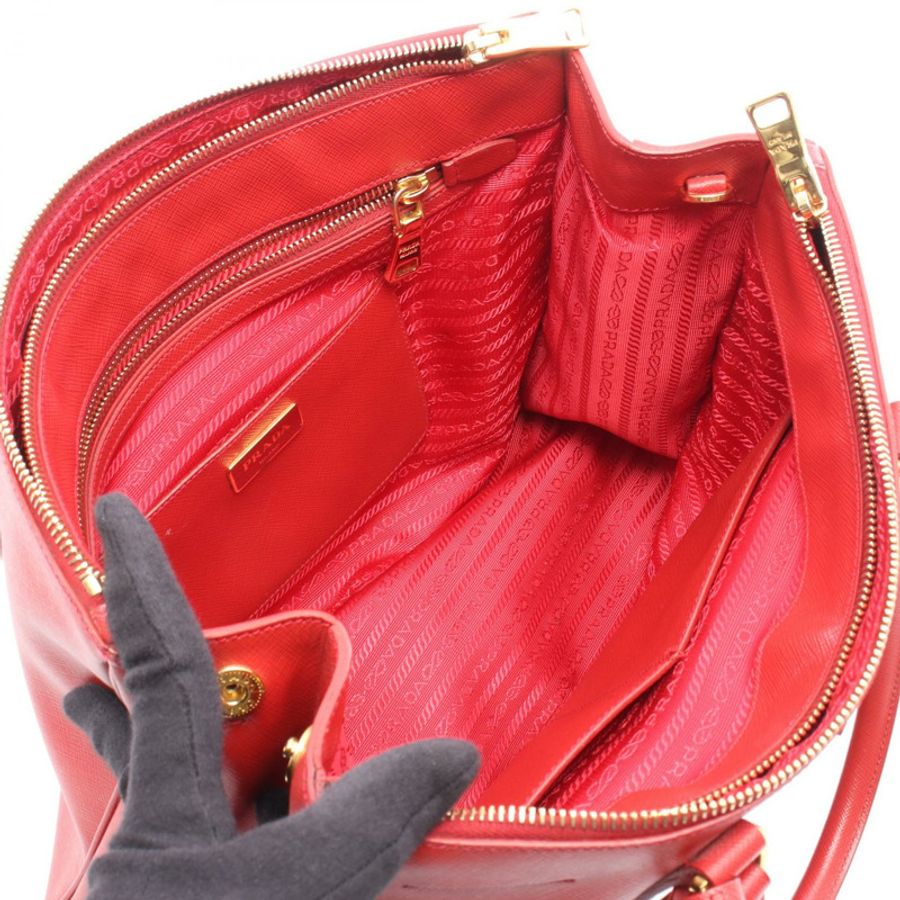 PRADA Galleria 大肩挎斜挎手提包,Saffiano 皮革,紅色,二手-2