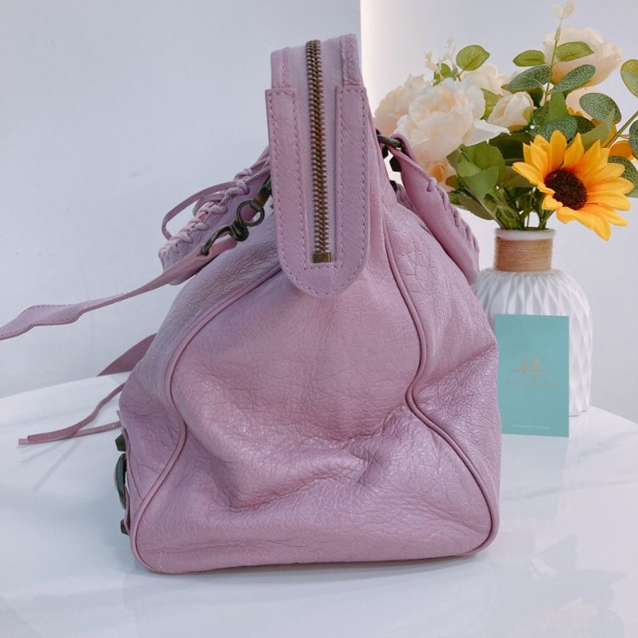 MS0782 Balenciaga 巴黎世家經典城市單肩包包 City Bag 33cm Lambskin Rose Berlingot x PHW-2
