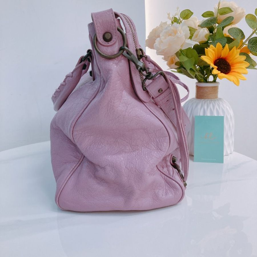 MS0782 Balenciaga 巴黎世家經典城市單肩包包 City Bag 33cm Lambskin Rose Berlingot x PHW-3