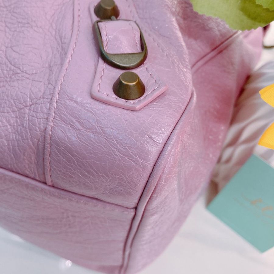 MS0782 Balenciaga 巴黎世家經典城市單肩包包 City Bag 33cm Lambskin Rose Berlingot x PHW-6