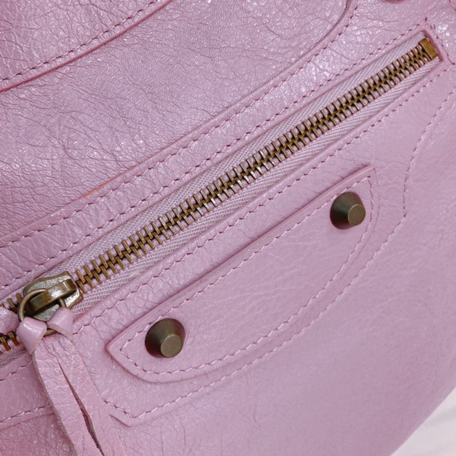 MS0782 Balenciaga 巴黎世家經典城市單肩包包 City Bag 33cm Lambskin Rose Berlingot x PHW-10