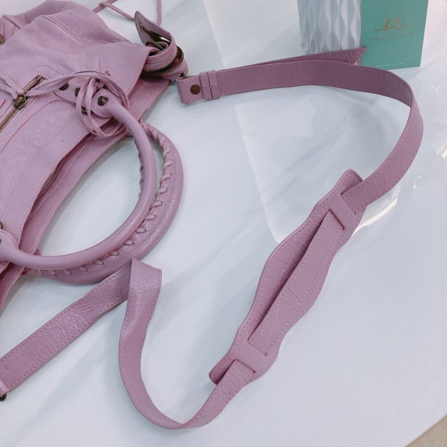 MS0782 Balenciaga 巴黎世家經典城市單肩包包 City Bag 33cm Lambskin Rose Berlingot x PHW-18