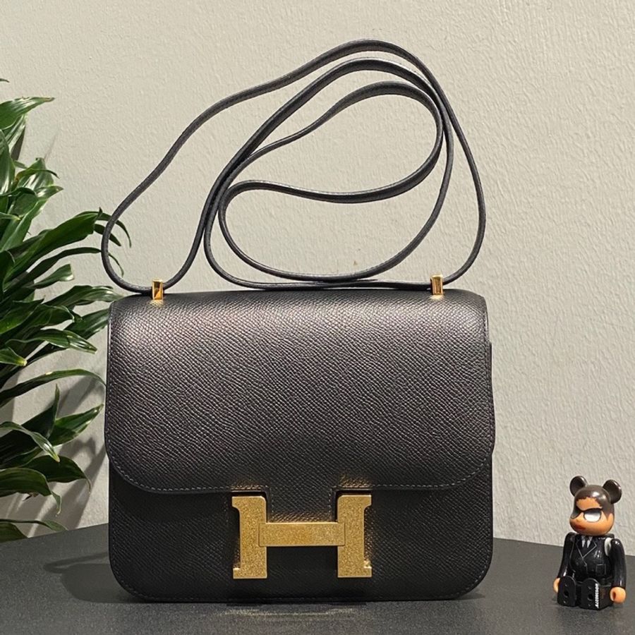 愛馬仕 Hermes 康康19 黑金epsom 皮-2