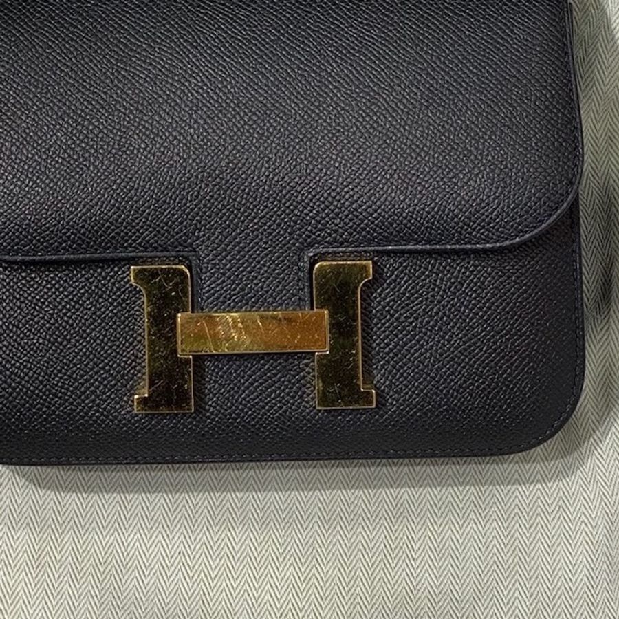 愛馬仕 Hermes 康康19 黑金epsom 皮-5