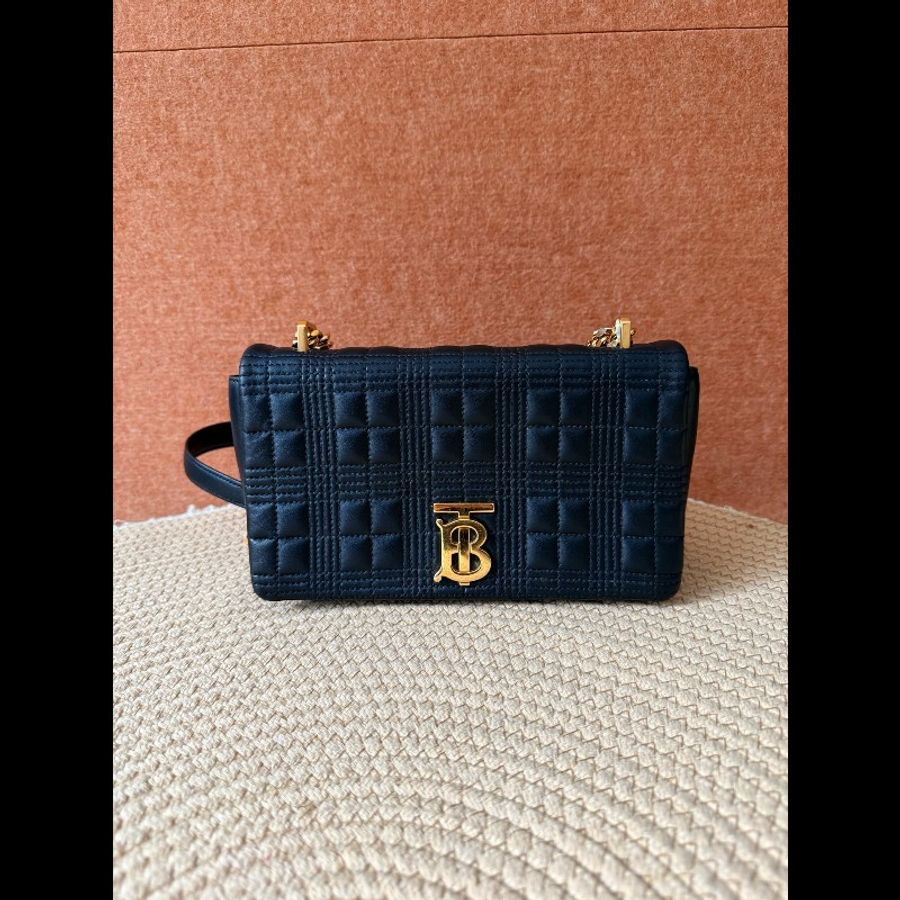 巴寶莉Burberry二手黑金單肩斜挎包-0