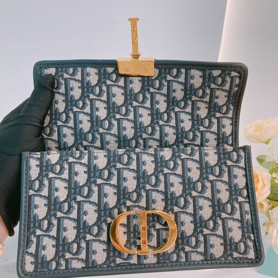 MS0783 Christian Dior 迪奧經典提花紋鍊帶包包 30 Montaigne East-West Bag With Chain Oblique Blue-11