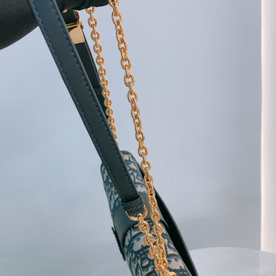 MS0783 Christian Dior 迪奧經典提花紋鍊帶包包 30 Montaigne East-West Bag With Chain Oblique Blue-16