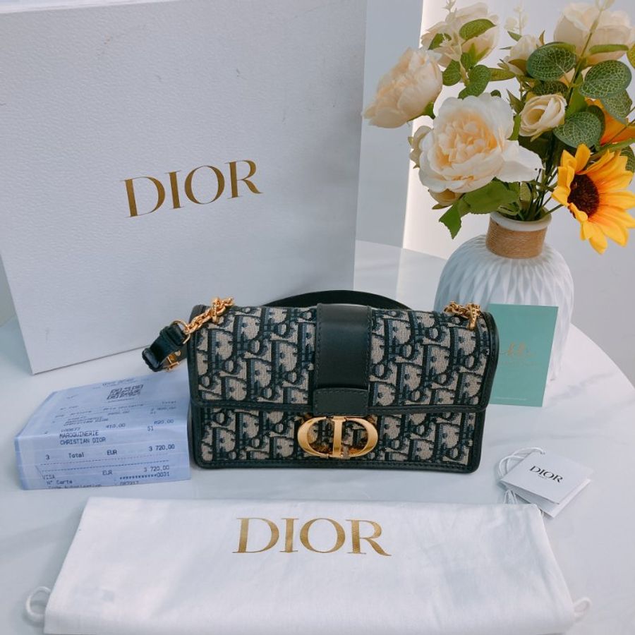 MS0783 Christian Dior 迪奧經典提花紋鍊帶包包 30 Montaigne East-West Bag With Chain Oblique Blue-17