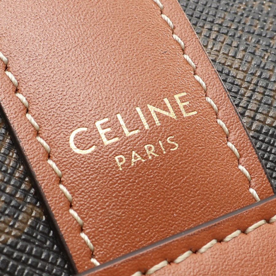 棕色 Triomphe 帆布 水桶包 肩背包 內標斷裂【CELINE 賽琳】 191442CAS.04LU-3