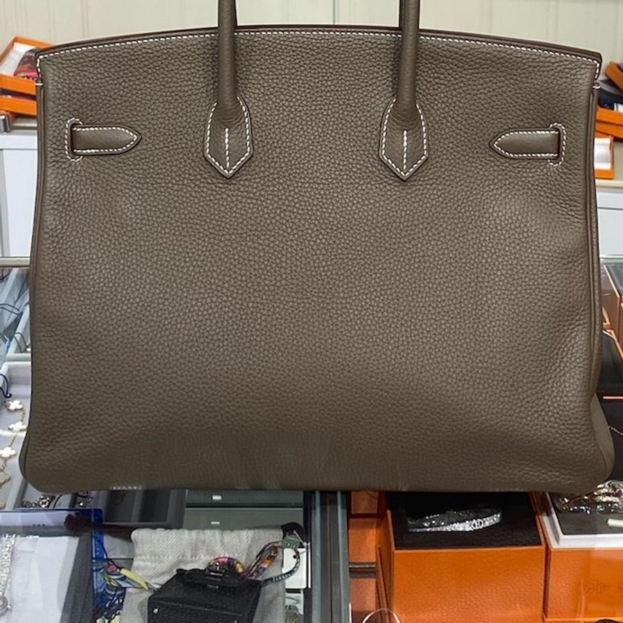 99新Hermès愛馬仕 Birkin35 大象灰 金扣togo 鑰匙鎖-4