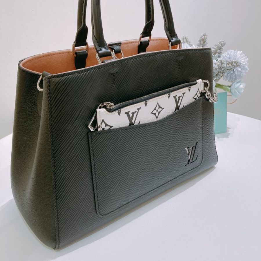 TW4922 Louis Vuitton 路易威登 銀扣手挽肩背兩用袋黑色/粉紅色 Epi Marelle MM Black/Pink x PHW-12