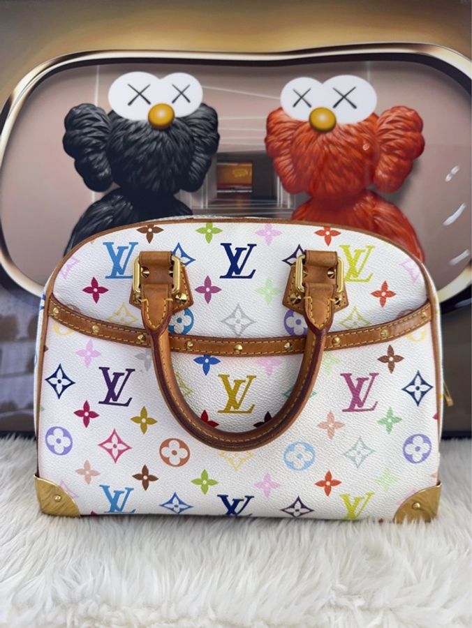 LV/路易威登 白三彩手提包 28*20艺术家村上隆联名款 白三彩🤍颠覆对传统老花的刻板印象-1