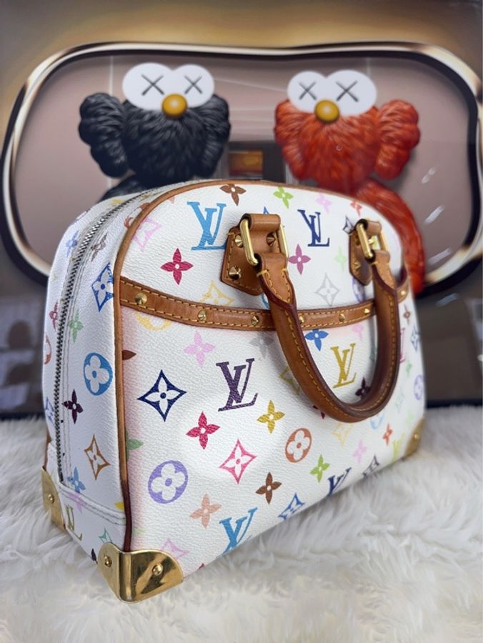 LV/路易威登 白三彩手提包 28*20艺术家村上隆联名款 白三彩🤍颠覆对传统老花的刻板印象-3