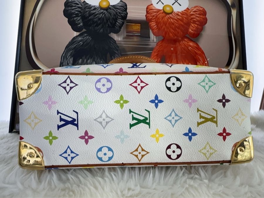 LV/路易威登 白三彩手提包 28*20艺术家村上隆联名款 白三彩🤍颠覆对传统老花的刻板印象-5