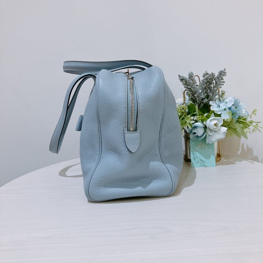TK2103 愛馬任 容量大 手提袋 Hermes Victoria 35 Bleu Lin J7 HandBag #Stamp Square Q-5