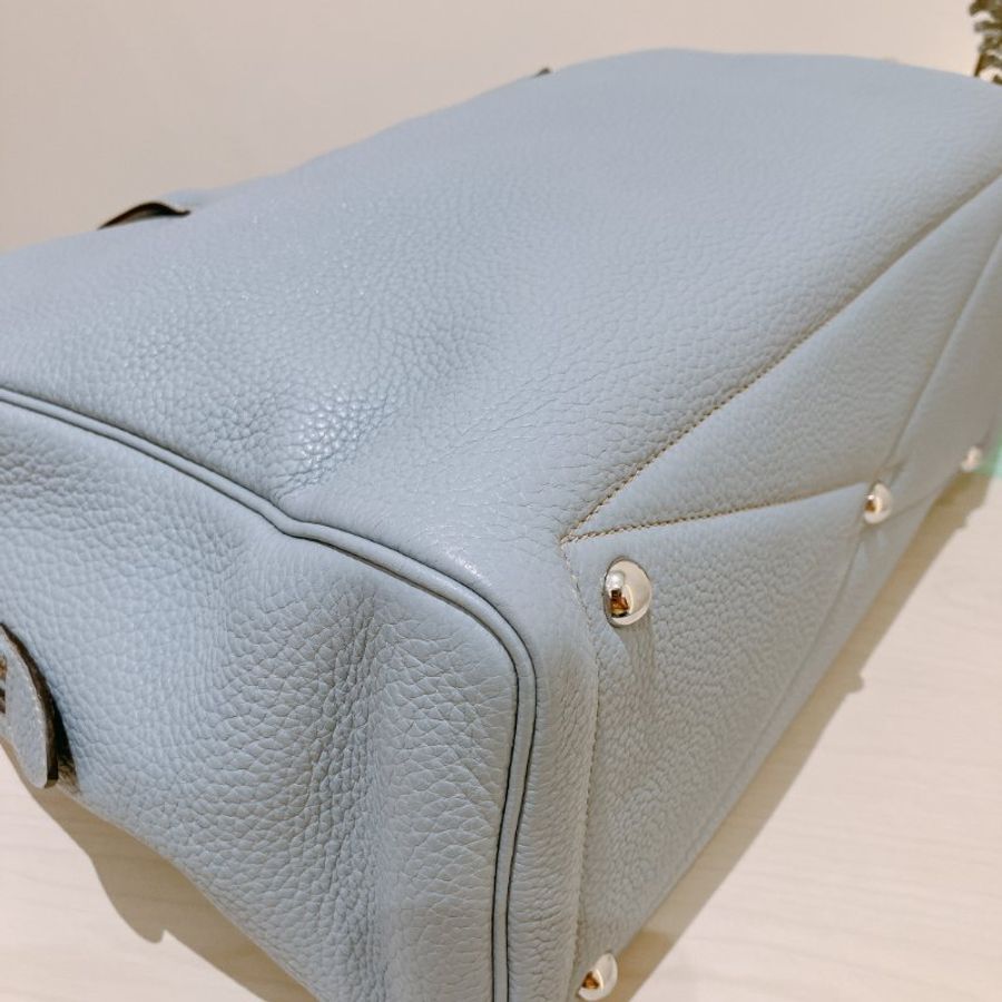 TK2103 愛馬任 容量大 手提袋 Hermes Victoria 35 Bleu Lin J7 HandBag #Stamp Square Q-7