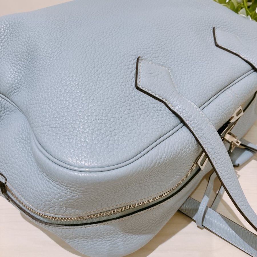 TK2103 愛馬任 容量大 手提袋 Hermes Victoria 35 Bleu Lin J7 HandBag #Stamp Square Q-9