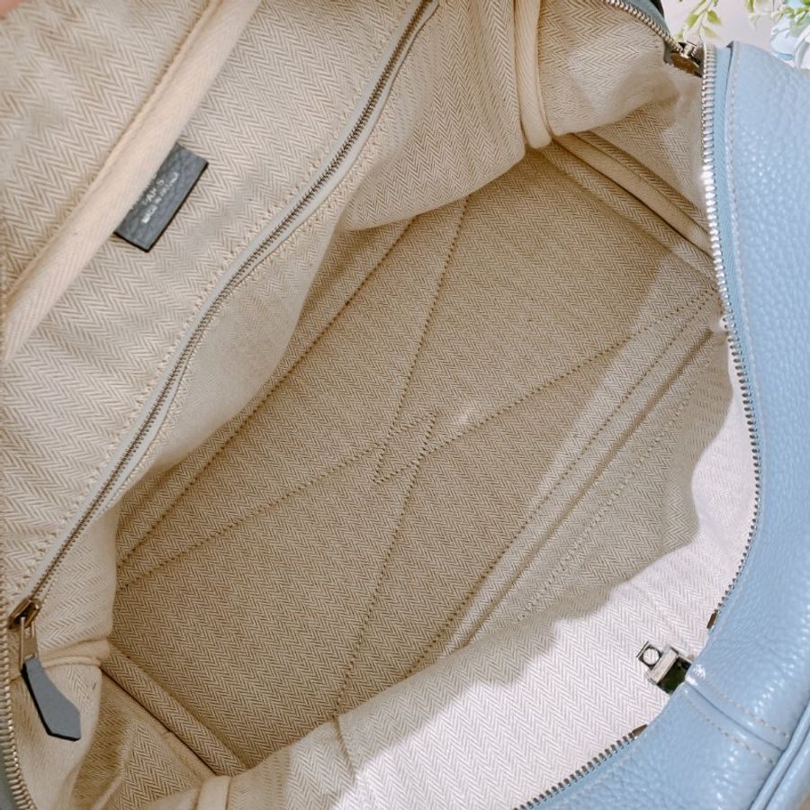 TK2103 愛馬任 容量大 手提袋 Hermes Victoria 35 Bleu Lin J7 HandBag #Stamp Square Q-23