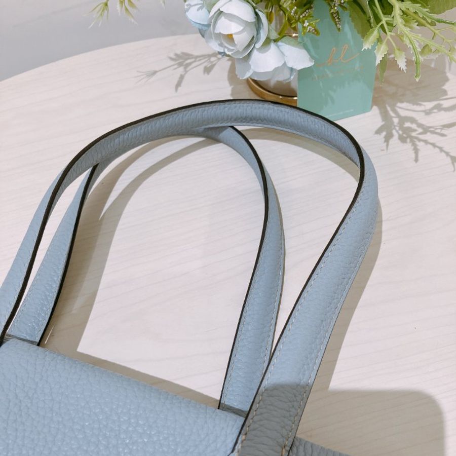 TK2103 愛馬任 容量大 手提袋 Hermes Victoria 35 Bleu Lin J7 HandBag #Stamp Square Q-26