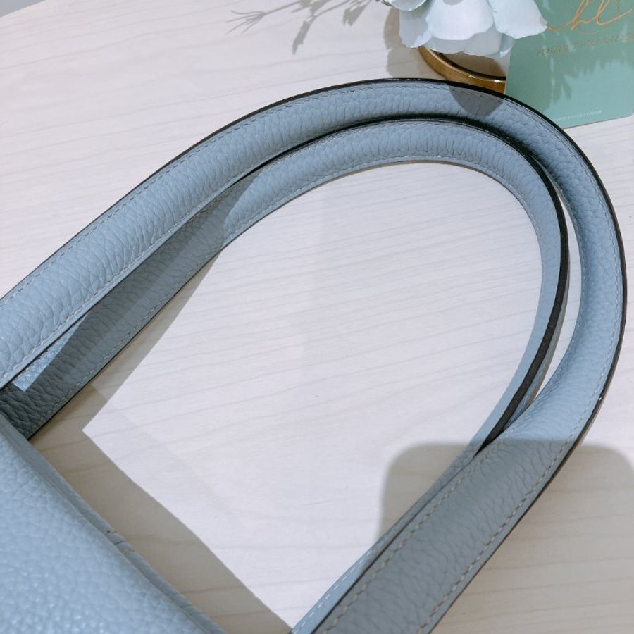 TK2103 愛馬任 容量大 手提袋 Hermes Victoria 35 Bleu Lin J7 HandBag #Stamp Square Q-27