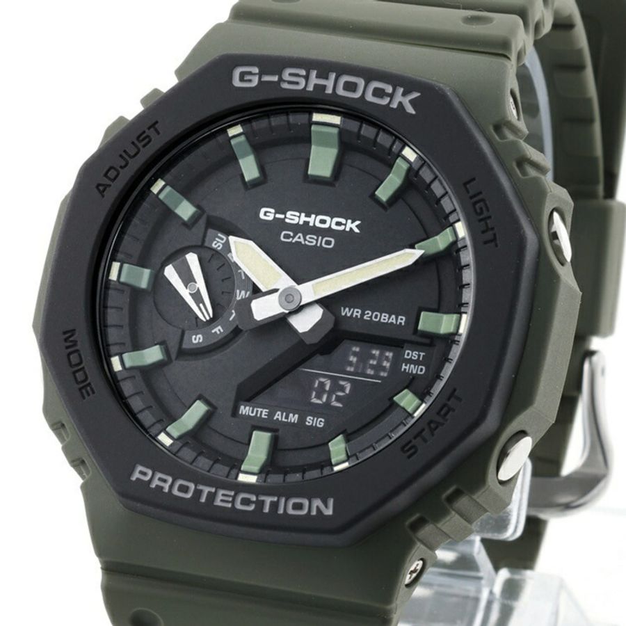 卡西歐 G-SHOCK 2100 系列 GA-2110SU-3AJF 黑色綠色石英錶-1