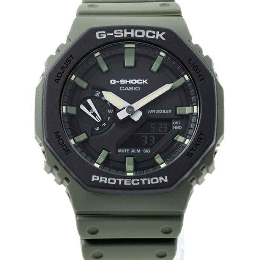 卡西歐 G-SHOCK 2100 系列 GA-2110SU-3AJF 黑色綠色石英錶-2