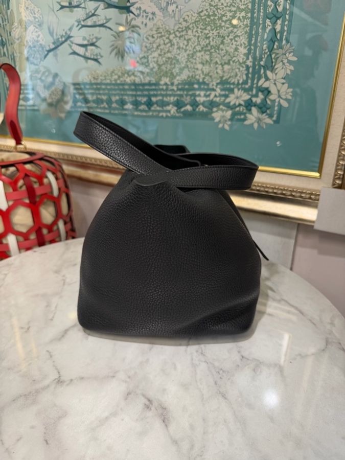Hermes 89黑 T/C皮Picotin22銀釦手提包H060991-2