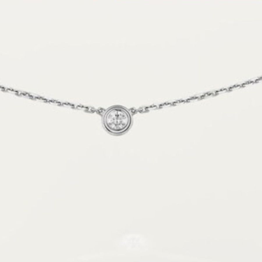 CARTIER D'AMOUR 小飛碟18K白金鑽石頸鏈4分 *-2