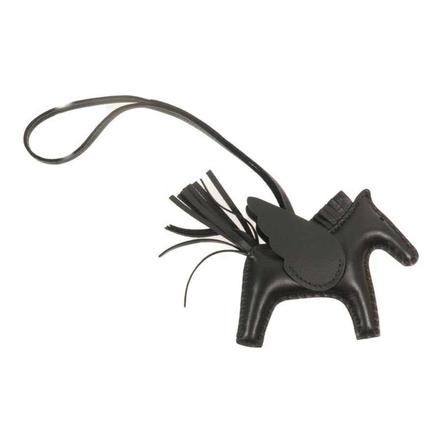 HERMES Swift/Milo皮革Rodeo Pagase PM掛飾Noir-1