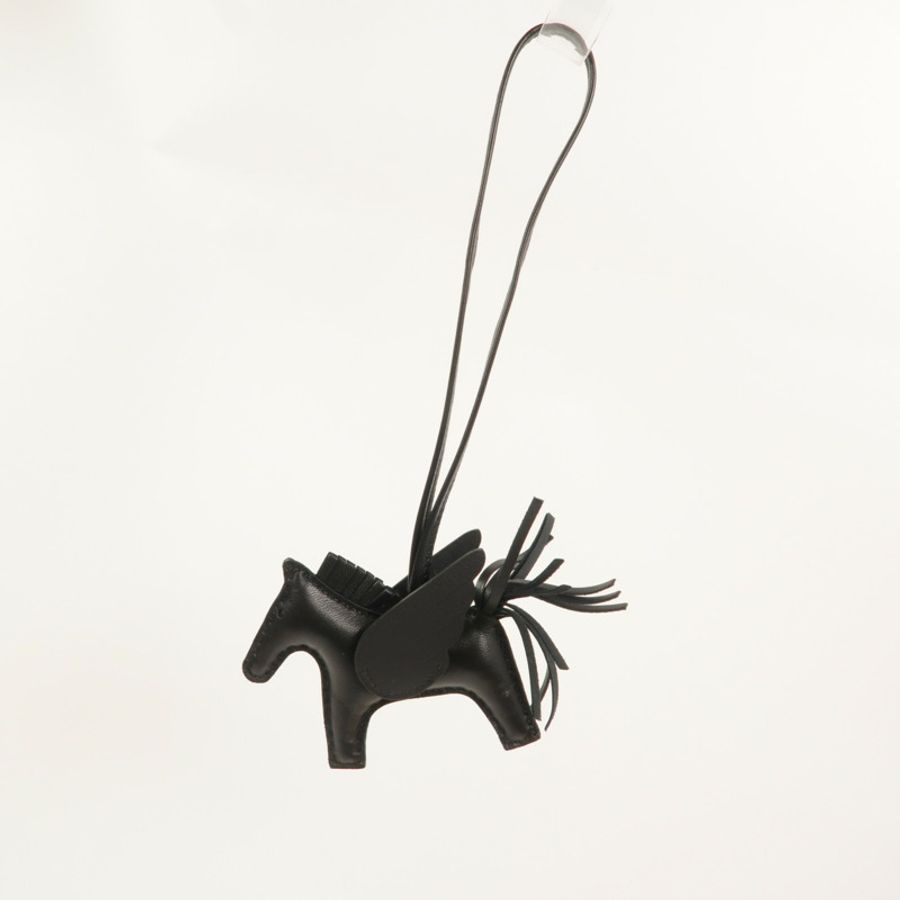 HERMES Swift/Milo皮革Rodeo Pagase PM掛飾Noir-9