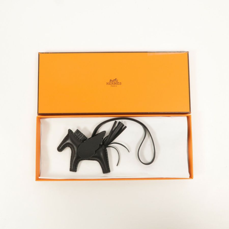 HERMES Swift/Milo皮革Rodeo Pagase PM掛飾Noir-10
