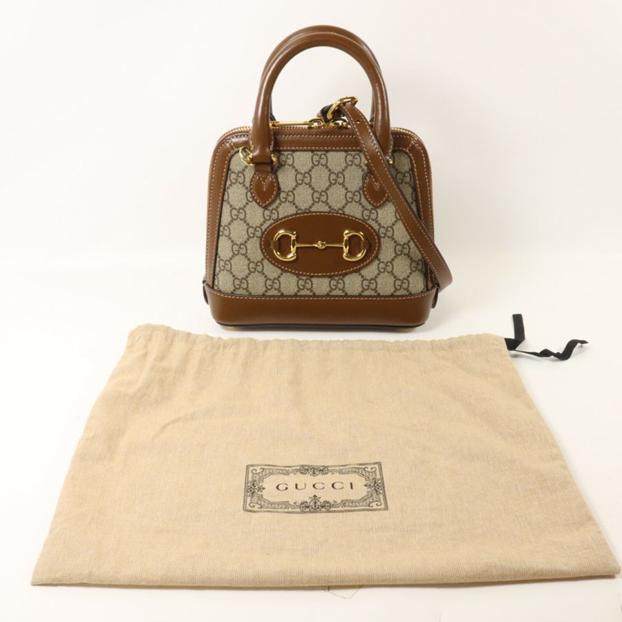 GUCCI 塗層帆布Horsebit 1955 Top Handle手挽肩背兩用袋-9