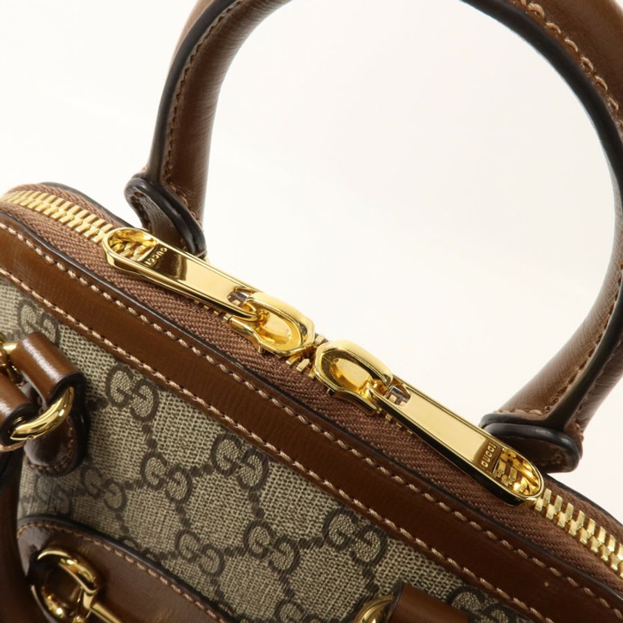 GUCCI 塗層帆布Horsebit 1955 Top Handle手挽肩背兩用袋-10
