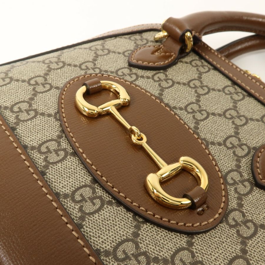GUCCI 塗層帆布Horsebit 1955 Top Handle手挽肩背兩用袋-11