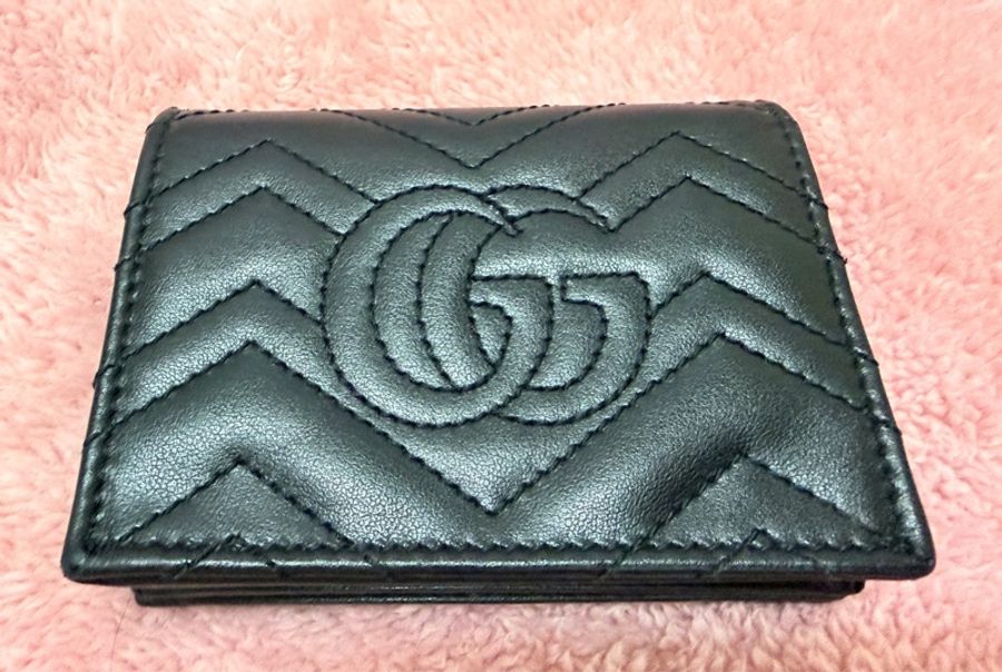 GUCCI 古馳 GG Marmont 經典金屬雙G 牛皮零錢包466492-2