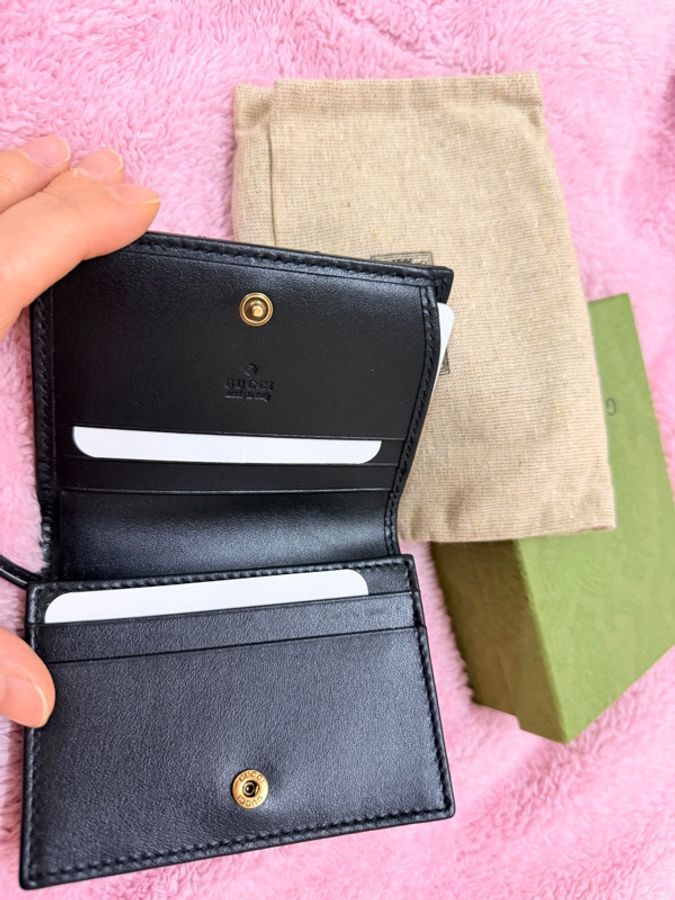 GUCCI 古馳 GG Marmont 經典金屬雙G 牛皮零錢包466492-3