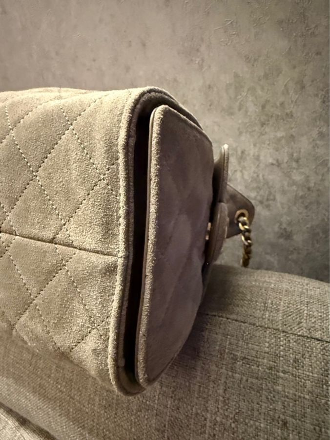 🩶 CHANEL 25 Bag 小號|灰色麂皮|霧金扣|人氣夢幻新款 🩶-9
