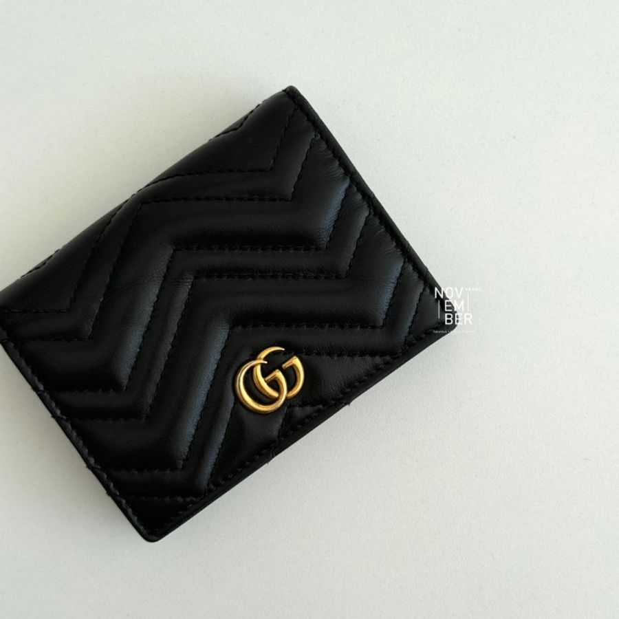 98新🆕 Gucci 古馳 GG Marmont 短夾 黑色-1