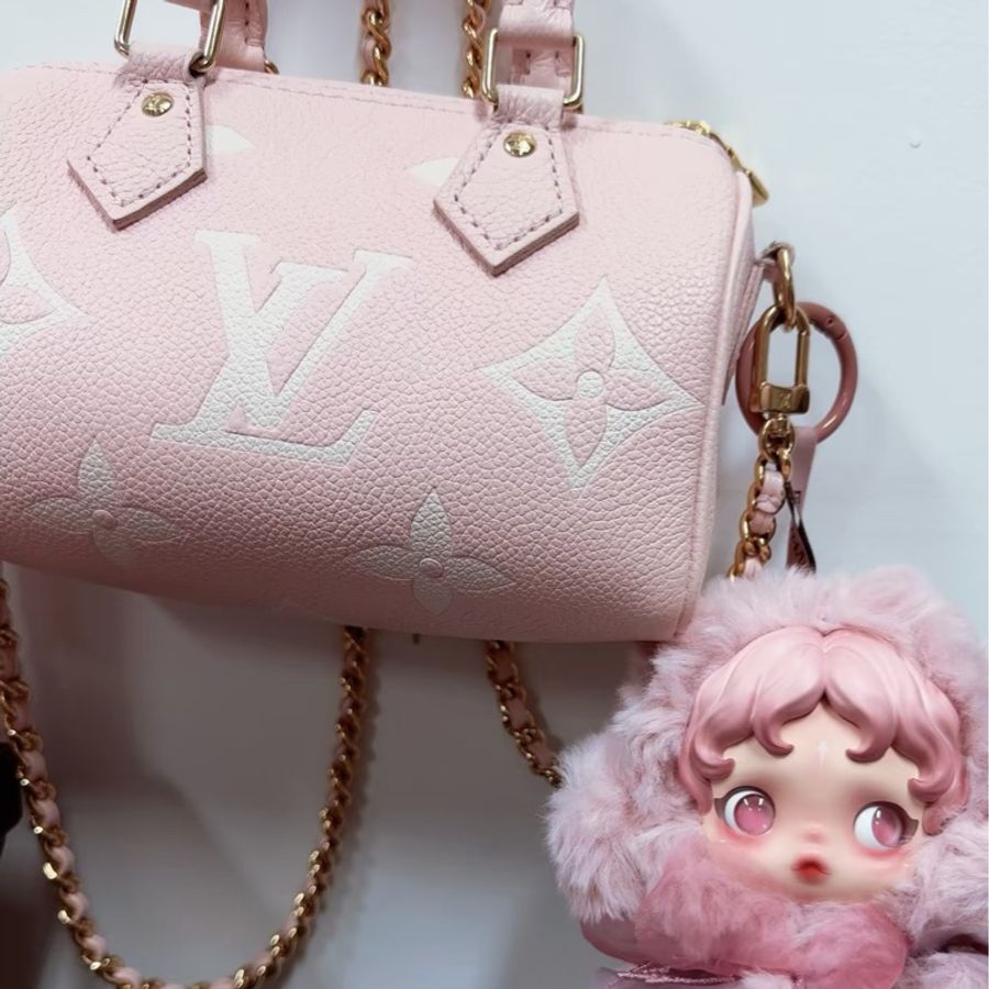 Louis Vuitton路易威登speedy nano草莓牛奶色芯片款近新全配🈶購證-1