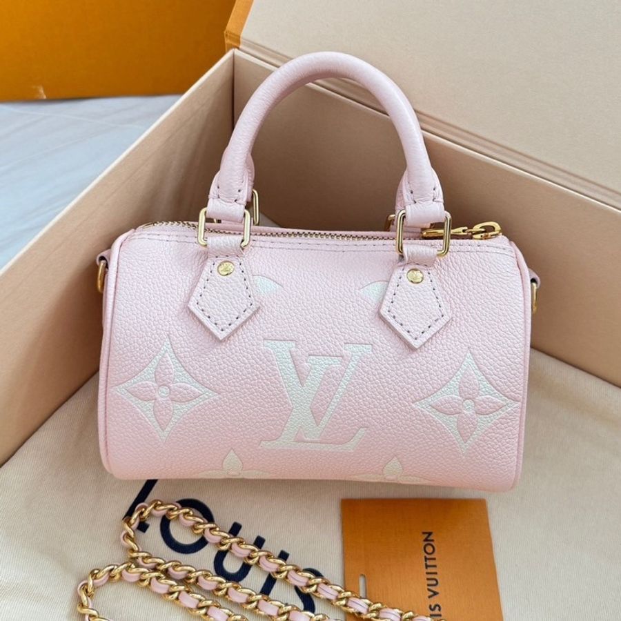 Louis Vuitton路易威登speedy nano草莓牛奶色芯片款近新全配🈶購證-7